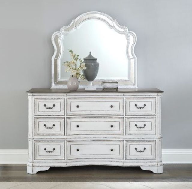 Liberty Furniture Magnolia Manor Antique White Dresser and Mirror-3