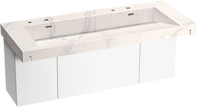 KOHLER® Constellation™ Et Cal Gold 60" Wall-Mount Trough Lavatory System and White Powder-Coated Shroud-0