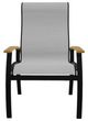 Telescope Casual Belle Isle Abalone/Black Aluminum/Fabric Outdoor Sling Supreme Arm Chair with Teak Rustic Polymer Arm Accent-1