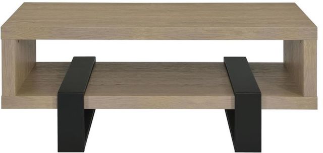 Coaster® Dinard Latte Coffee Table with Black Metal Base-3