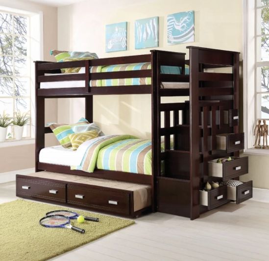 ACME Furniture Allentown Espresso Youth Twin Over Twin Youth Bunk Bed with Trundle-1