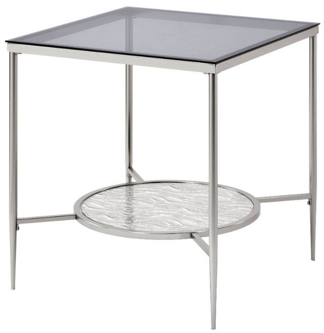 ACME Furniture Adelrik Glass End Table with Chrome Base