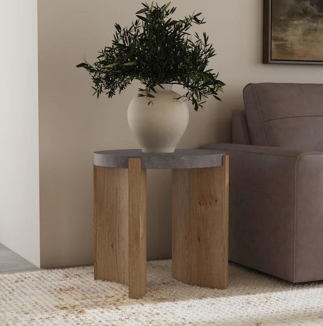 Flexsteel® Eclipse Blue Top Round End Table with Brown Base-4