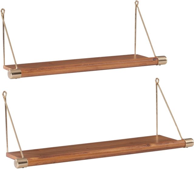 Linon Askins Set of 2 Brown/Gold Wall Shelves-0