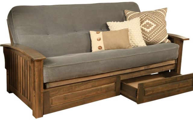 Kodiak Furniture Washington Marmont Thunder/Rustic Walnut Full Storage Futon with Mattress-0