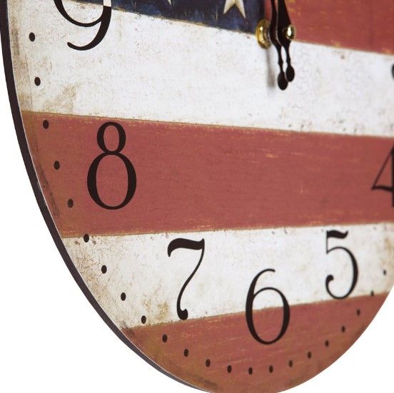 YHD Red/White Circular Wooden Wall Clock-2