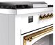 Ilve® Nostalgie II Noblesse 60'' White Pro Style Dual Fuel Range with Brass Trim-4
