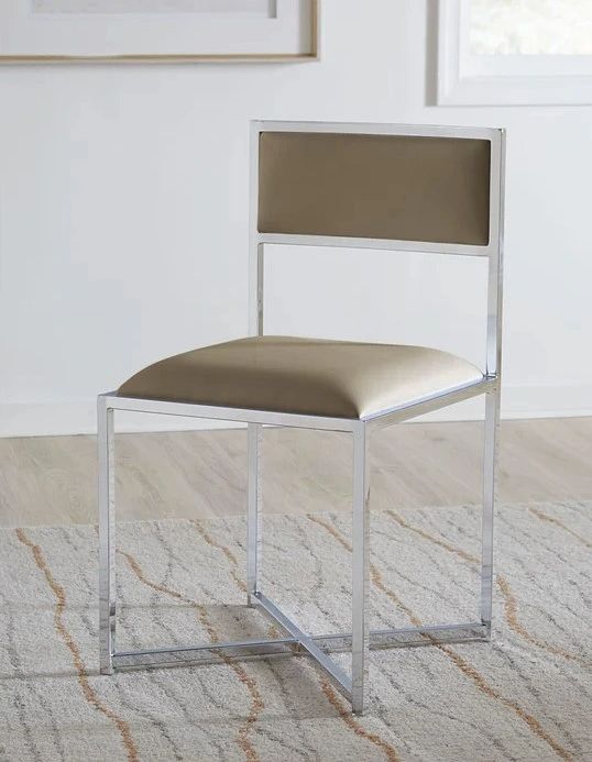 Modus Furniture Amalfi Chrome/Taupe Upholstered Dining X-Base Side Chair-1