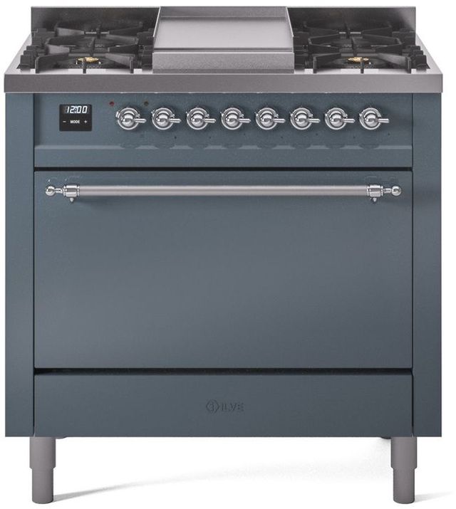 Ilve® Nostalgie II Series 36" Blue Grey Pro Style Dual Fuel Range-0