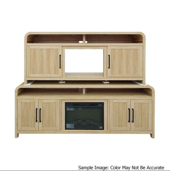 Elements International Ridgemont Natural 82" TV Console without Fireplace Insert-0