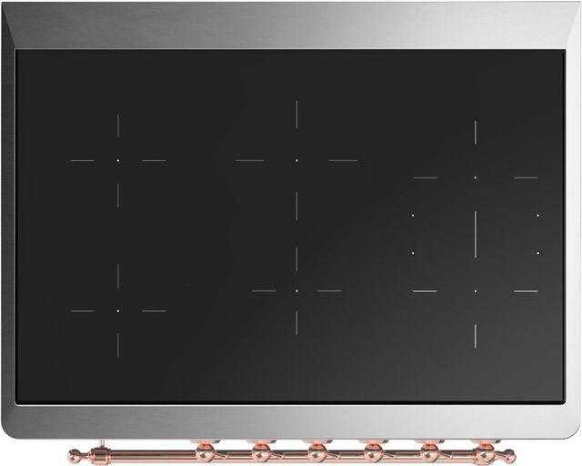 Ilve® Majestic III 36" Burgundy Pro Style Induction Range with Triple Glass Door and Copper Trim-2
