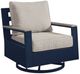 Signature Design by Ashley® Mabry Shores Driftwood/Navy Blue Aluminum/Fabric Outdoor Swivel Glider Chair-0