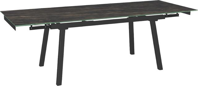 Amisco Customizable Lewis 91" Rectangular Extendable Table with 0.5" Italian Porcelain on Glass Top and 2 Leaves-1