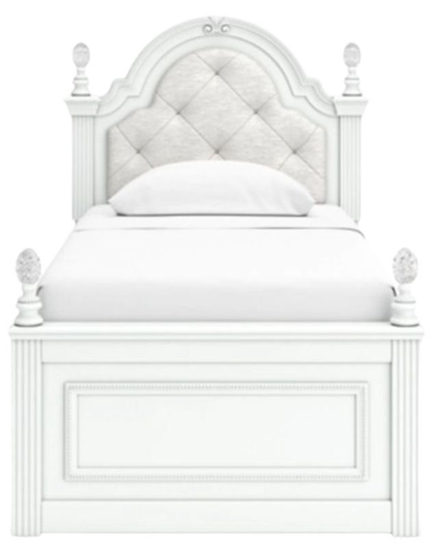 Signature Design by Ashley® Kozlani White Twin Upholstered Panel Storage Bed-1