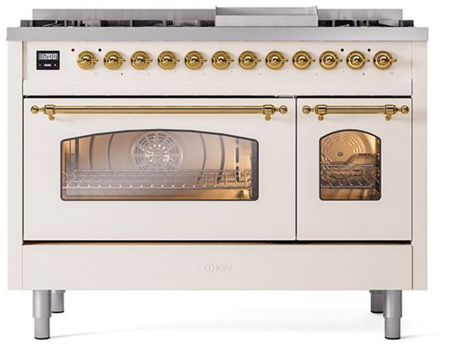 Ilve® Nostalgie II Series 48" Antique White Pro Style Dual Fuel Range-2