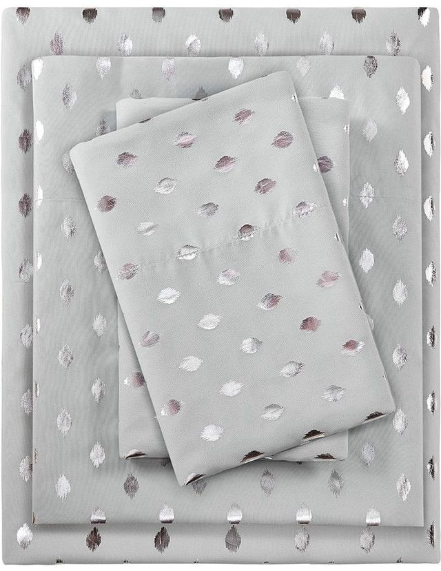 Olliix by Intelligent Design Grey/Silver Queen Metallic Dot Printed Sheet Set-0