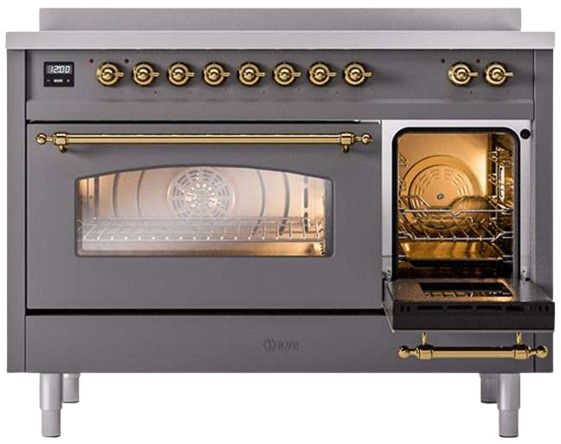 Ilve® Nostalgie II Series 48" Matte Graphite Pro Style Induction Range-2