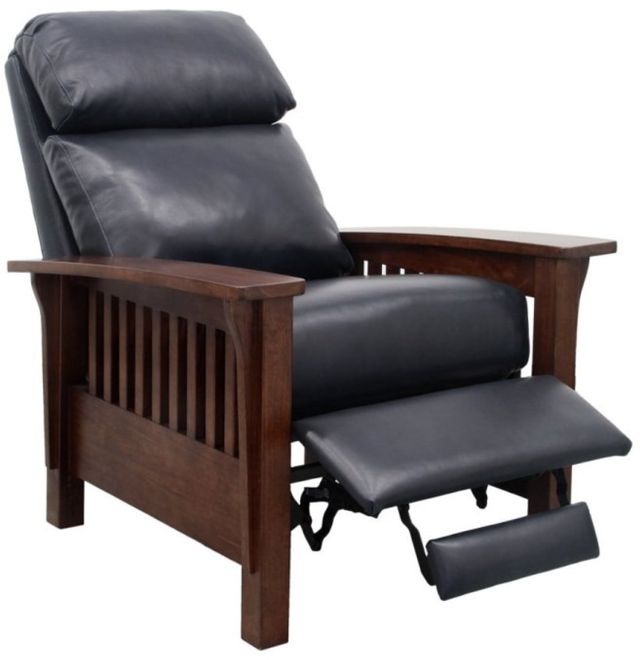 BarcaLounger® Mission Shoreham Blue Leather Manual Recliner-1