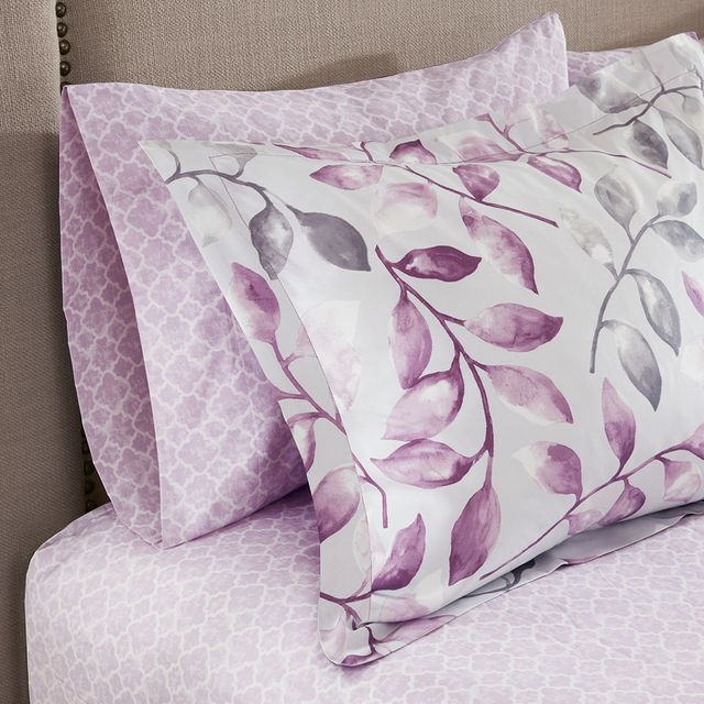 Olliix by Madison Park Essentials Lafael Purple Queen Complete Comforter and Cotton Sheet Set-3