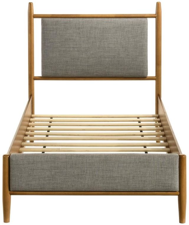 Coaster® Mason Gray/Light Brown Twin Upholstered Panel Bed-1