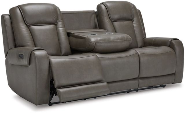 Signature Design by Ashley® Card Player Smoke Power Reclining Sofa-1