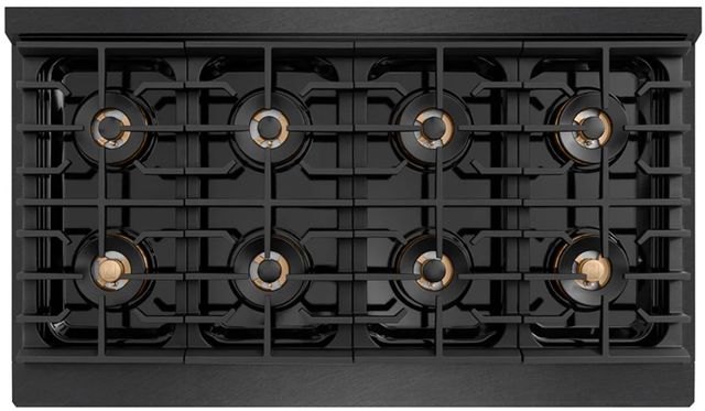 ZLINE Designer Paramount 48" Black Satin Stainless Steel with Matte Black and Champagne Bronze Accents Gas Rangetop with 8 Burner DuoPro™ Cooktop -2