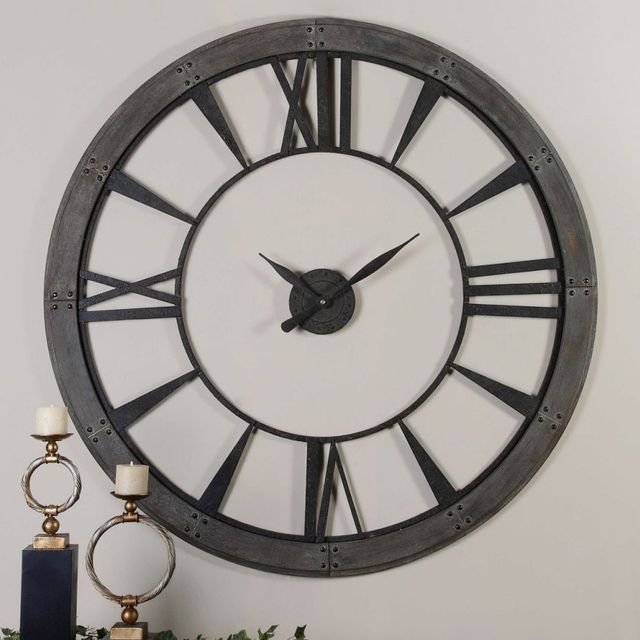 Uttermost® Ronan Rustic Bronze Large Wall Clock-1