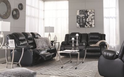Signature Design by Ashley® Vacherie Black Double Reclining Loveseat with Console-3