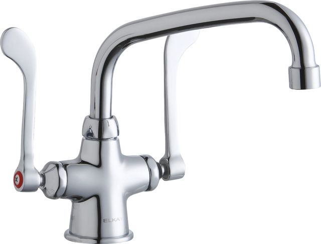 Elkay Chrome Single Hole Concealed Deck Faucet with 8" Arc Tube Spout and 6" Wristblade Handles-0