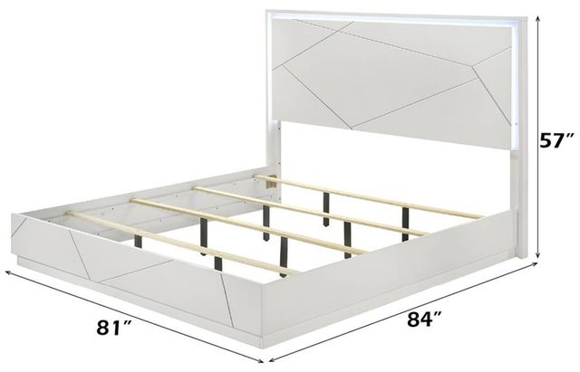 ACME Furniture Esther White/Silver High Gloss Eastern King Panel Bed-2