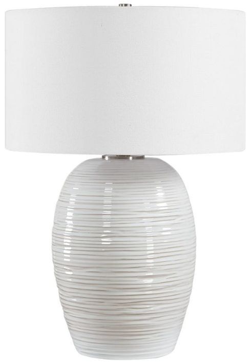 Uttermost® Alkman Powder White Glaze Table Lamp-0