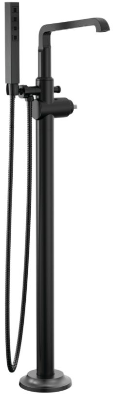 Delta Tetra® Matte Black Single Handle LHP Floor Mount Tub Filler Trim-0