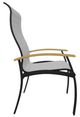 Telescope Casual Belle Isle Abalone/Black Aluminum/Fabric Outdoor Sling Supreme Arm Chair with Teak Rustic Polymer Arm Accent-2