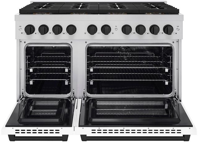 ZLINE Autograph Edition Paramount Series 48" Stainless Steel Pro Style Dual Fuel Range with White Matte Door and Matte Black Accents-1