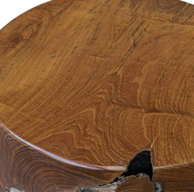 Uttermost® Rafe Natural Teak Accent Stool with Antique Silver Accent-4