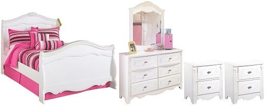 Signature Design by Ashley® Exquisite 5-Piece White Youth Full Sleigh Headboard Bedroom Set-0