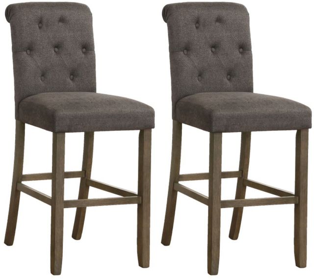 Coaster® Balboa 2-Piece Grey/Rustic Brown Tufted Back Counter Stools-0