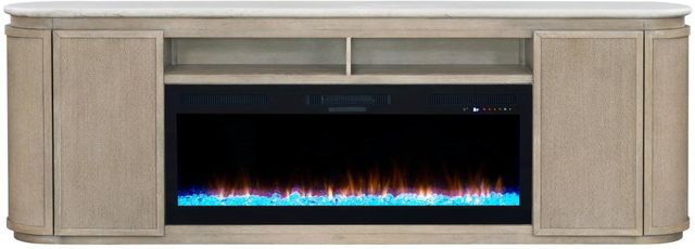 Bernards Pagosa 2-Piece Beige Marble-Top Fireplace Console with 50" Crystals Set-2