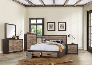 Mazin Furniture Miter Rustic Mahogany/Dark Ebony Eastern King Bed-2