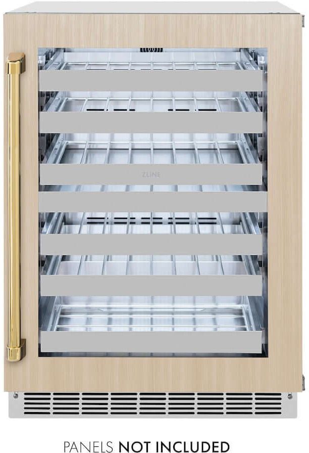 ZLINE Touchstone Autograph Edition Series 24" 4.8 Cu. Ft. Panel Ready Wine Cooler with Glass Door and Polished Gold Handle-0