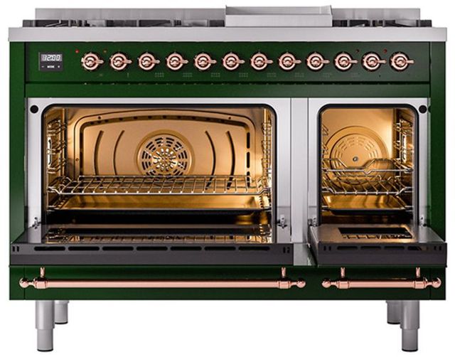 Ilve® Nostalgie II Series 48" Emerald Green Pro Style Dual Fuel Range-2