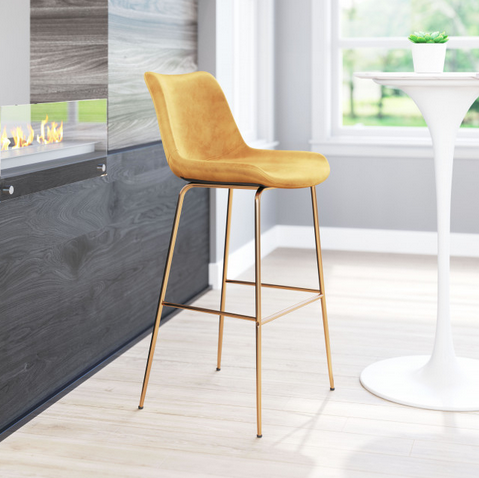 Zuo® Modern Tony Yellow/Gold Bar Chair-2