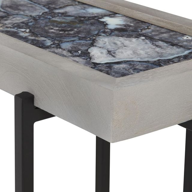 Martin Svensson Viewpoint Coal Agate Accent Table with Wood Trim-3
