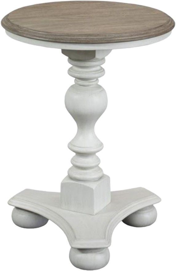 Riverside Furniture Jameson Antique Oak Side Table with Pale Taupe Base-0