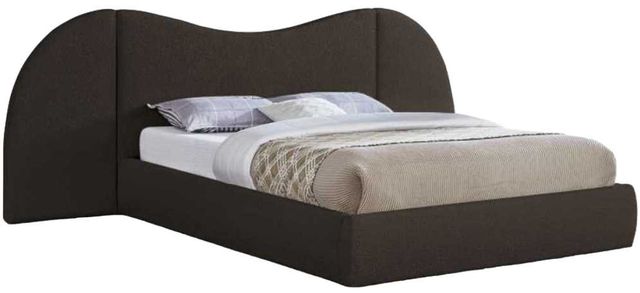 Meridian Furniture Everest Brown Queen Boucle Fabric Upholstered Panel Bed-0