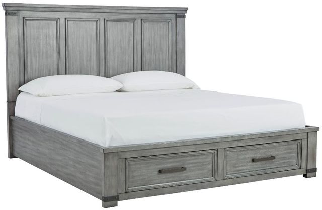 Signature Design by Ashley® Russelyn 3-Piece Gray California King Panel Storage Bed Set-1