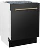 Zline Autograph Edition Tallac 24" Black Stainless Steel Top Control Built in Dishwasher with Champagne Bronze Handle-3