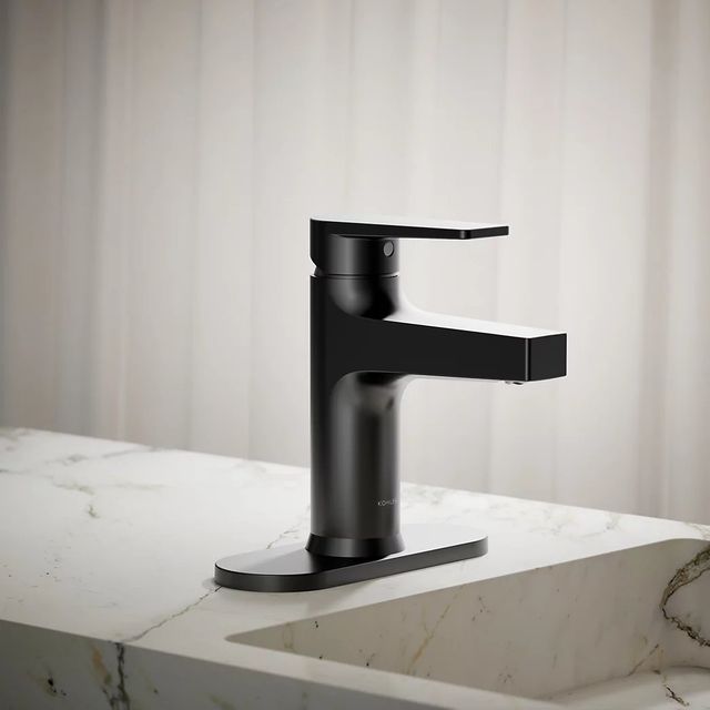 KOHLER® Taut® Matte Black 6" Single-Handle Bathroom Sink Faucet-3