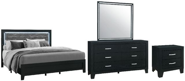 Global Furniture USA Reid 4-Piece Black King Panel Bedroom Set-0