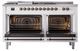 Ilve® Nostalgie II Noblesse 60'' White Pro Style Dual Fuel Range with Burnished Trim-2